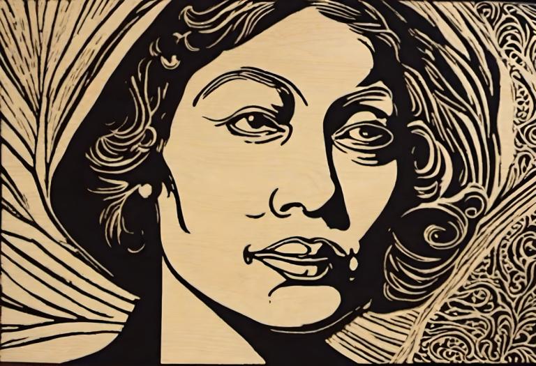 Woodcut,Woodcut, People, woman, solo, monochrome, fine art parody, male focus, parody, 1boy, style parody