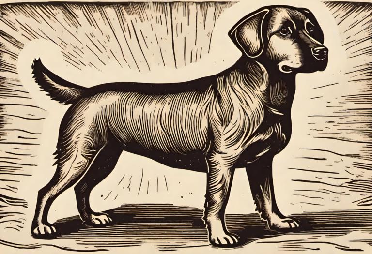 Gravure sur bois,Gravure sur bois, Animal, chien, pas d'humains, chien, monochrome, solo, tout le corps