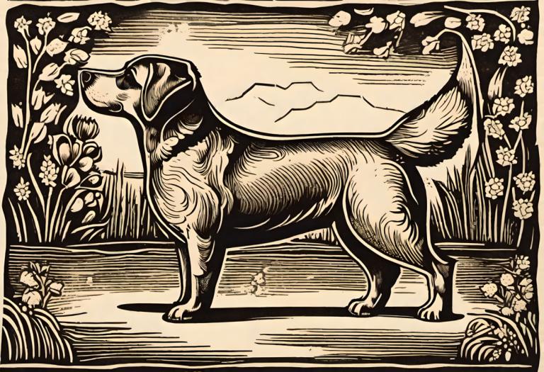 Woodcut,Woodcut, Animal, dog, flower, monochrome, no humans, solo, pokemon (creature)