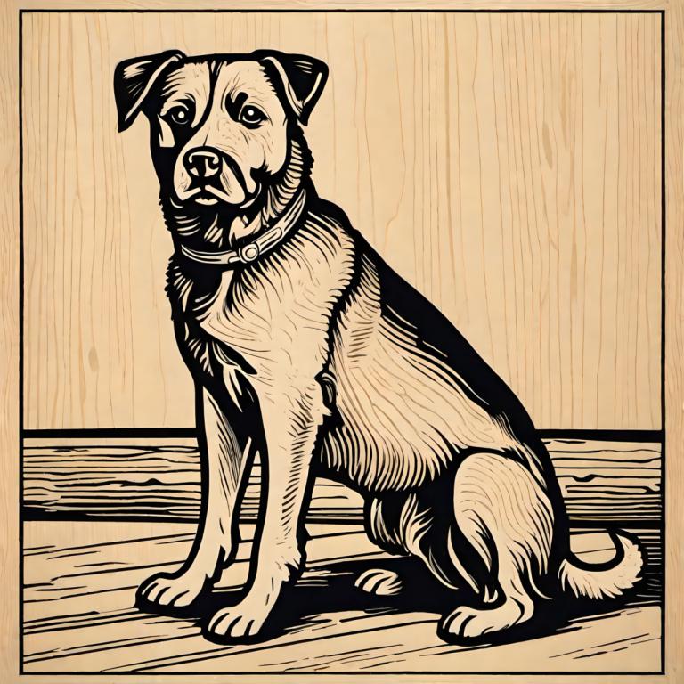 Woodcut,Woodcut, Animal, dog, no humans, dog, animalization, traditional media, monochrome, cape, bow