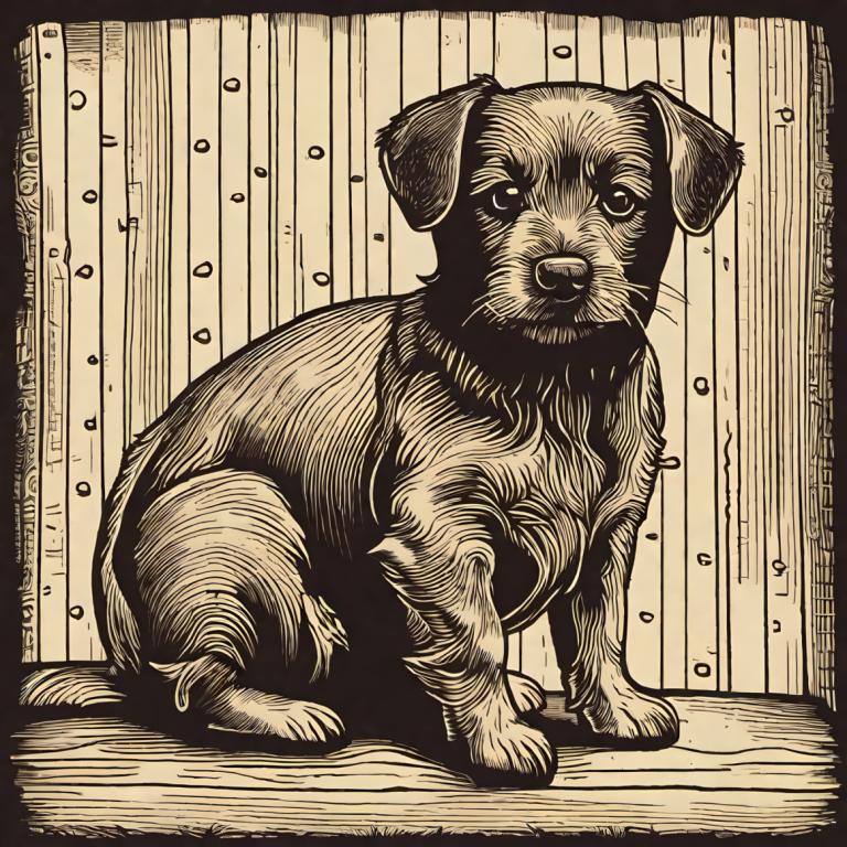 Woodcut,Woodcut, Animal, dog, no humans, animal focus, monochrome, dog, greyscale, looking at viewer, solo