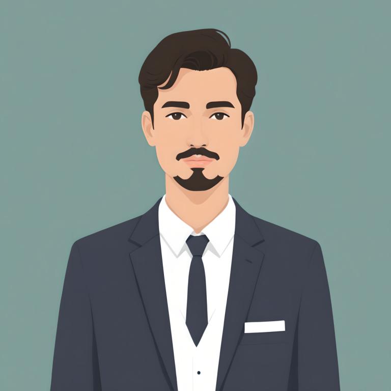 Illustration,Illustration, People, man, 1boy, solo, male focus, facial hair, necktie, shirt, mustache