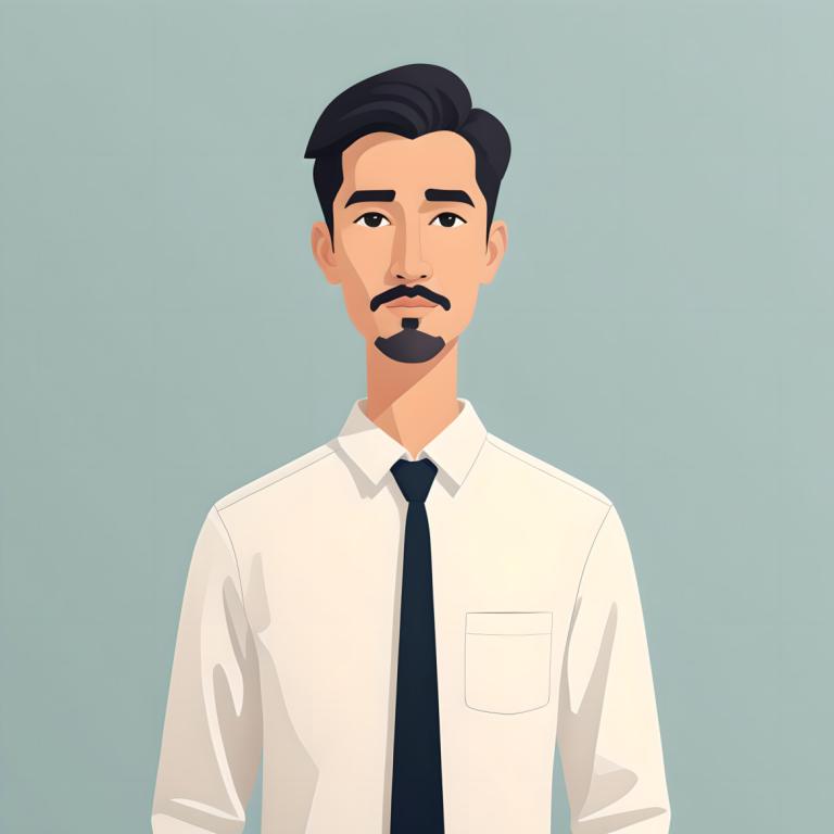 Illustration,Illustration, People, man, 1boy, facial hair, mustache, male focus, solo, necktie, shirt