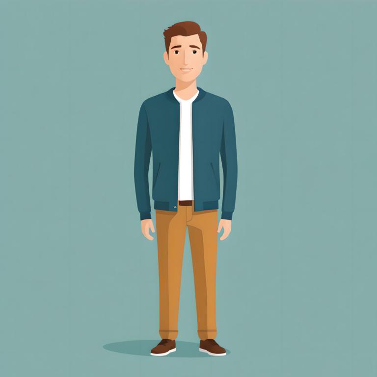 Illustration,Illustration, People, man, 1boy, solo, male focus, brown hair, brown pants, shirt, pants