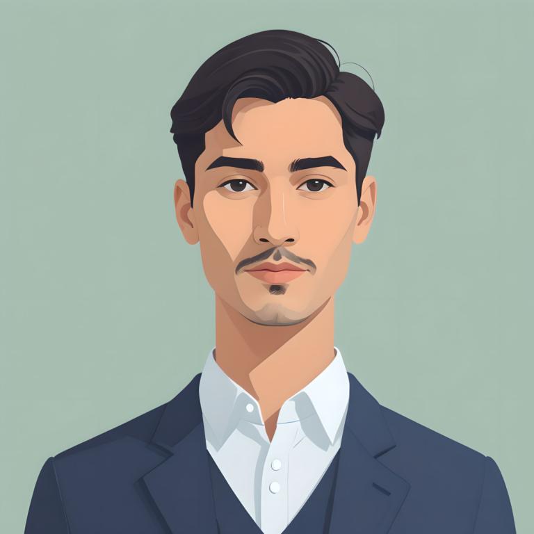 Illustration,Illustration, People, man, 1boy, male focus, solo, shirt, simple background, facial hair