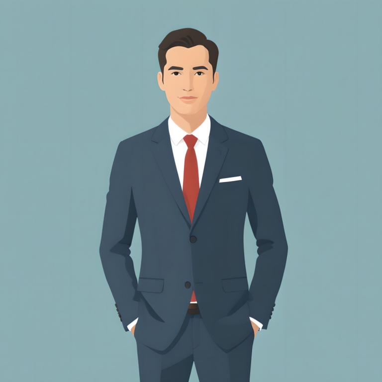 Illustration,Illustration, People, man, 1boy, male focus, solo, formal, suit, necktie, red necktie