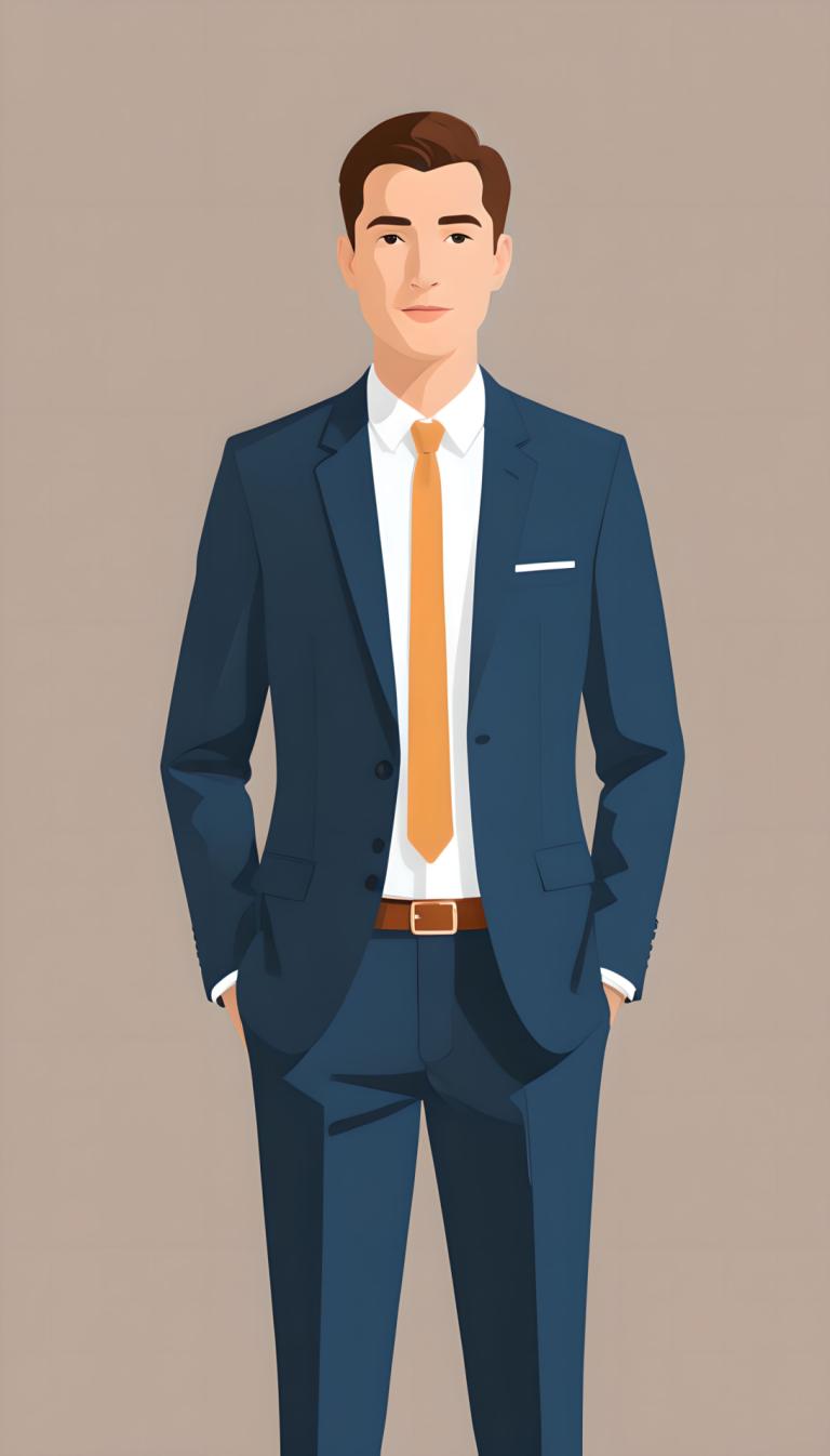 Illustration,Illustration, People, man, 1boy, male focus, solo, formal, suit, necktie, brown hair