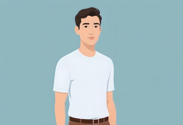 Illustration,Illustration, People, man, solo, shirt, 1boy, white shirt, male focus, belt, short sleeves