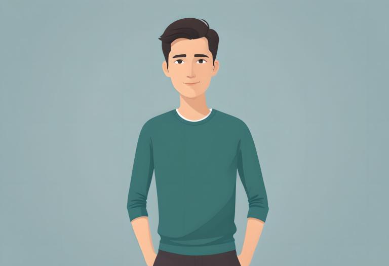 Illustration,Illustration, People, man, 1boy, solo, male focus, simple background, shirt, green shirt, smile