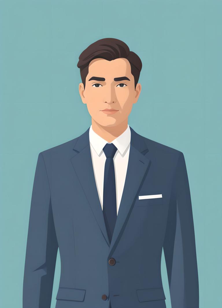 Illustration,Illustration, People, man, 1boy, solo, male focus, necktie, formal, suit, simple background