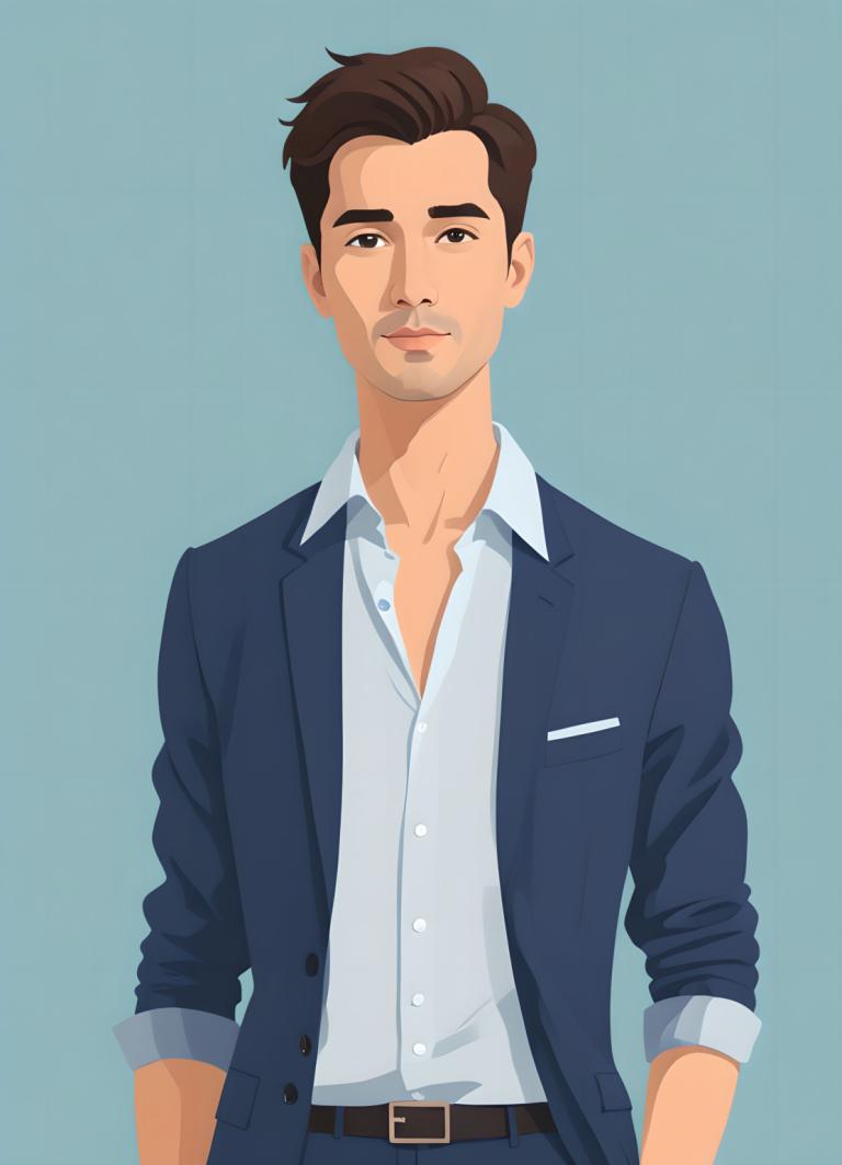 Illustration,Illustration, Personnes, homme, 1garçon, foyer masculin, solo, cheveux bruns, Poils, chemise