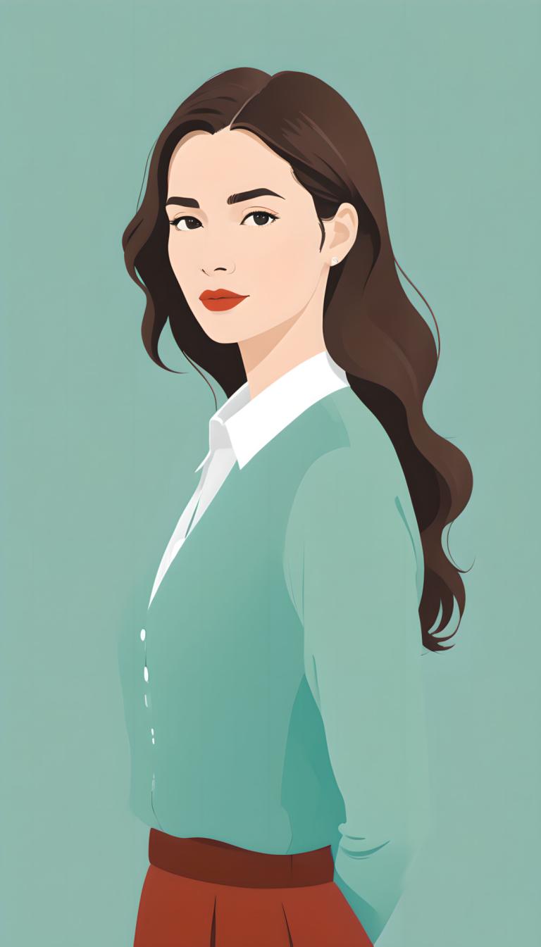 Illustration,Illustration, People, woman, 1girl, solo, long hair, shirt, brown hair, looking at viewer