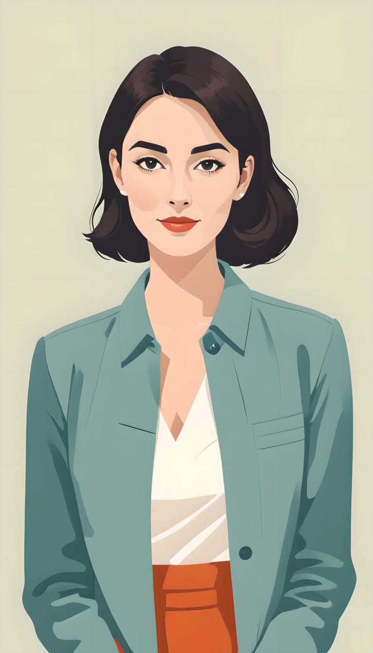 Illustration,Illustration, People, woman, 1girl, solo, looking at viewer, shirt, white shirt