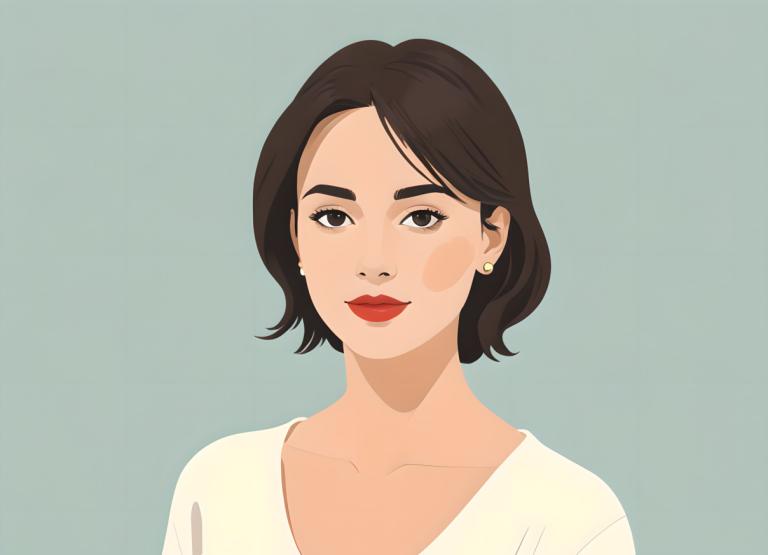 Illustration,Illustration, People, woman, 1girl, solo, earrings, jewelry, short hair, simple background