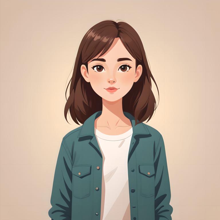 Illustration,Illustration, People, girl, 1girl, solo, brown hair, brown eyes, shirt, looking at viewer