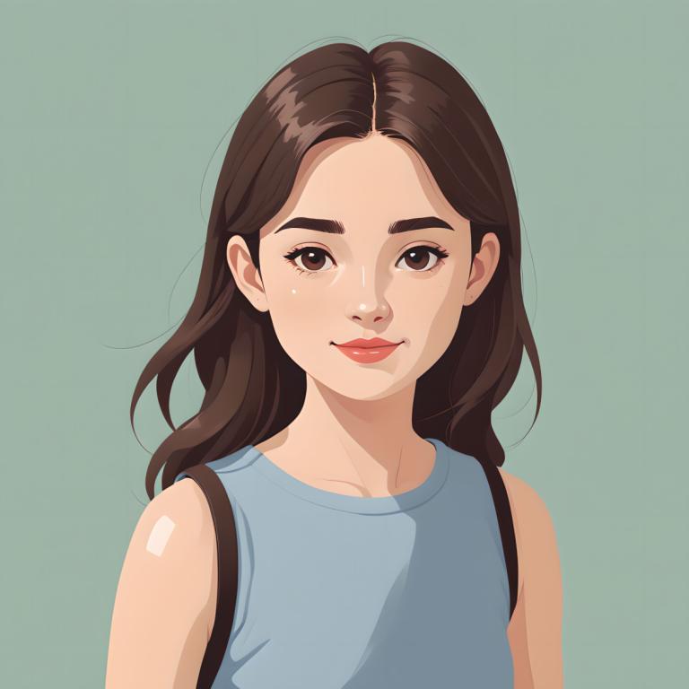 Illustration,Illustration, People, girl, 1girl, solo, brown hair, brown eyes, simple background