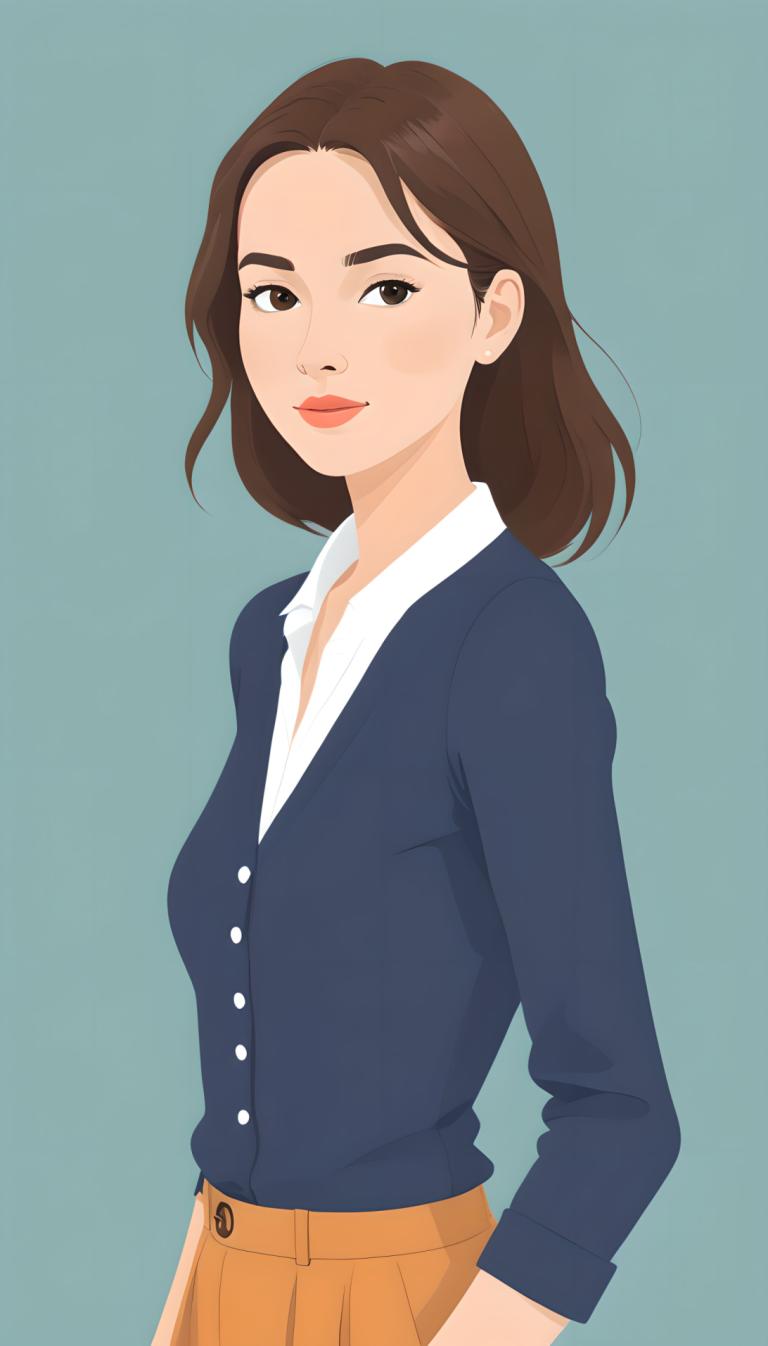 Illustration,Illustration, People, girl, 1girl, solo, brown hair, brown eyes, shirt, looking at viewer