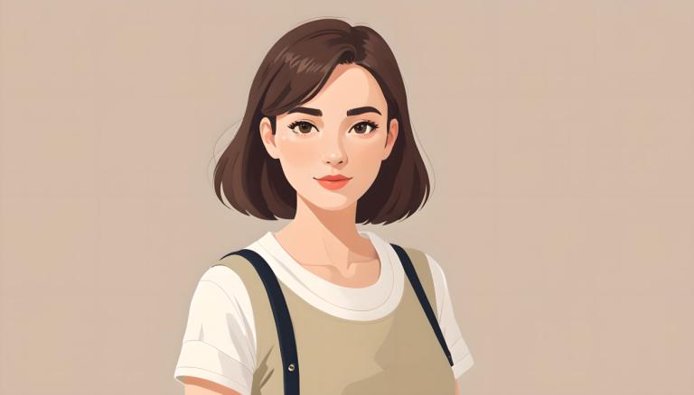 Illustration,Illustration, People, girl, 1girl, solo, brown hair, shirt, brown eyes, looking at viewer