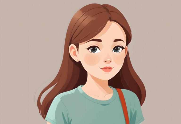 Illustration,Illustration, People, girl, 1girl, solo, brown hair, shirt, long hair, simple background