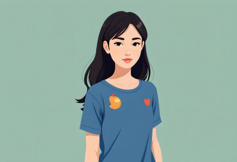 Illustration,Illustration, People, girl, 1girl, solo, shirt, black hair, long hair, simple background