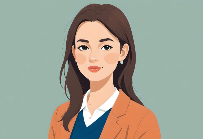 Remove Background, Illustration, People, girl, 1girl, solo, shirt, earrings, brown hair, jewelry, collared shirt, white shirt, simple background, long hair, looking at viewer, jacket, green background, black eyes, smile, orange jacket, upper body, blush stickers, makeup, lips, red lips, closed mouth