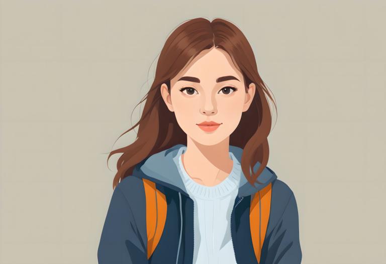 Illustration,Illustration, People, girl, 1girl, solo, brown hair, looking at viewer, simple background