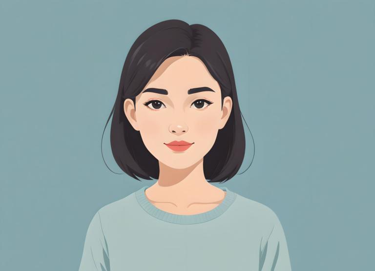 Illustration,Illustration, People, girl, 1girl, solo, looking at viewer, black hair, simple background