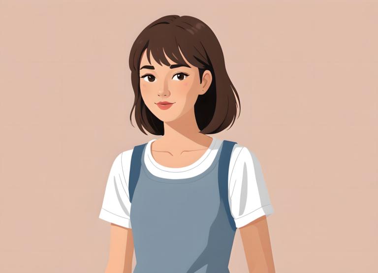 Illustration,Illustration, People, girl, 1girl, solo, brown hair, shirt, simple background, brown eyes