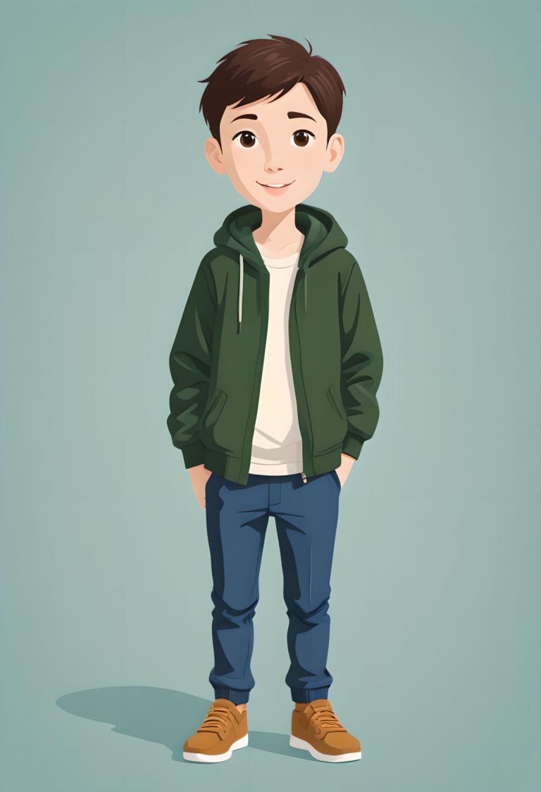 Illustration,Illustration, People, boy, 1boy, male focus, solo, brown hair, brown eyes, smile