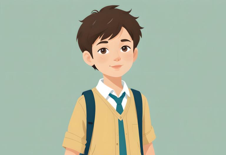 Illustration,Illustration, People, boy, 1boy, solo, male focus, necktie, brown hair, brown eyes, shirt