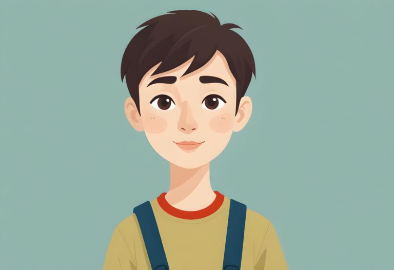 Illustration,Illustration, People, boy, solo, 1boy, shirt, male focus, yellow shirt, simple background