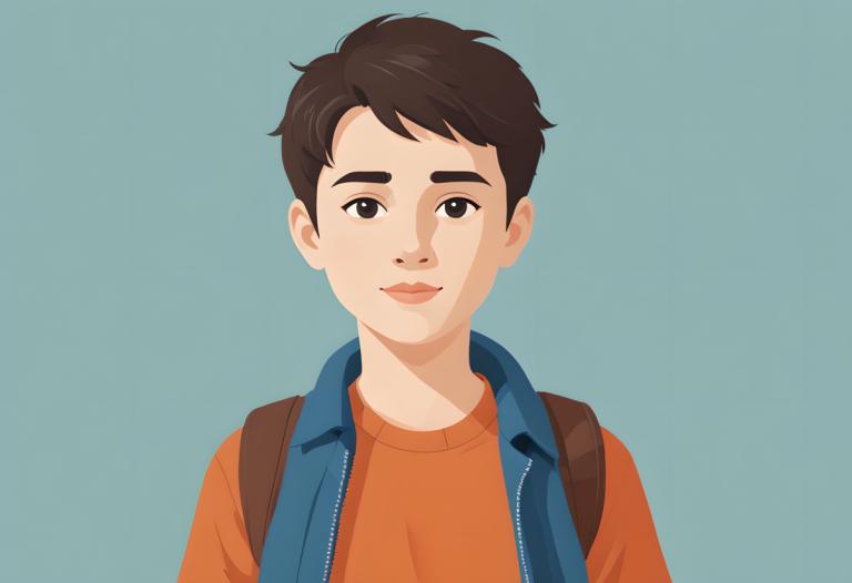 Illustration,Illustration, People, boy, solo, 1boy, male focus, simple background, brown hair