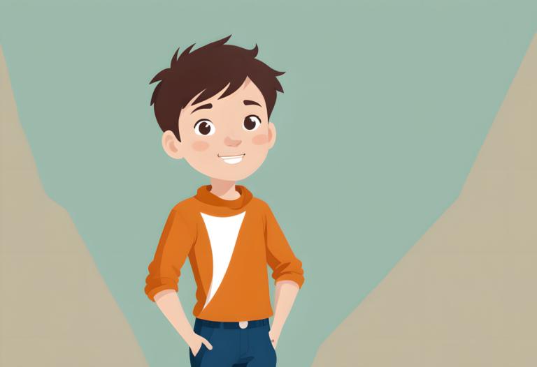 Illustration,Illustration, People, boy, 1boy, male focus, smile, solo, hands in pockets, brown hair