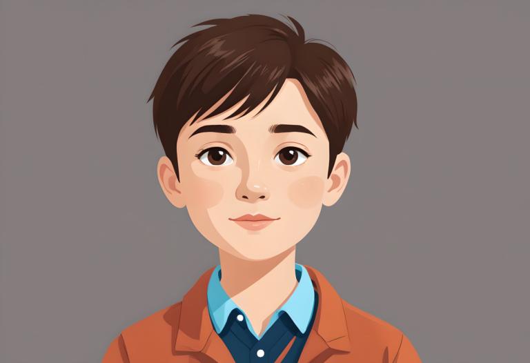 Illustration,Illustration, People, boy, brown hair, solo, brown eyes, male focus, 1boy, simple background