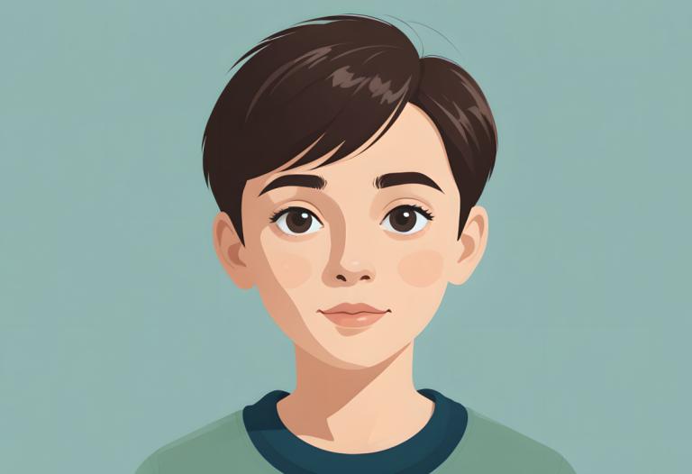 Illustration,Illustration, People, boy, solo, 1girl, brown hair, brown eyes, looking at viewer, short hair