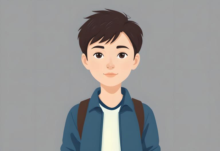 Illustration,Illustration, People, boy, 1boy, male focus, solo, simple background, brown eyes