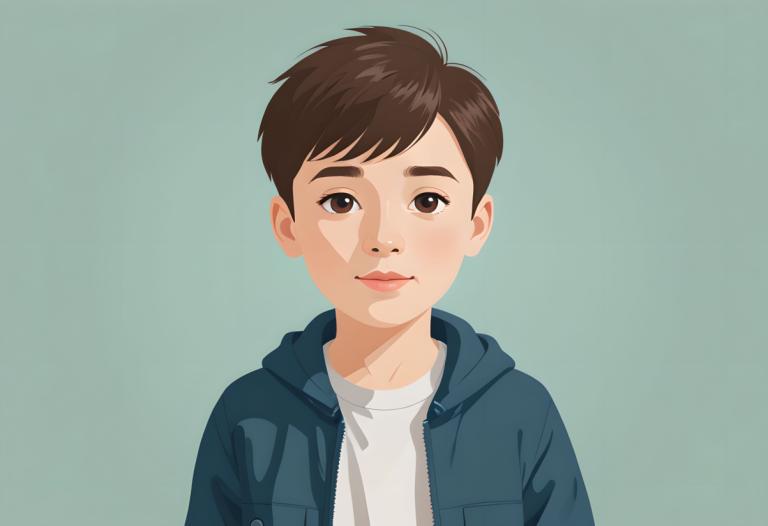 Illustration,Illustration, People, boy, solo, brown hair, brown eyes, 1boy, male focus, simple background