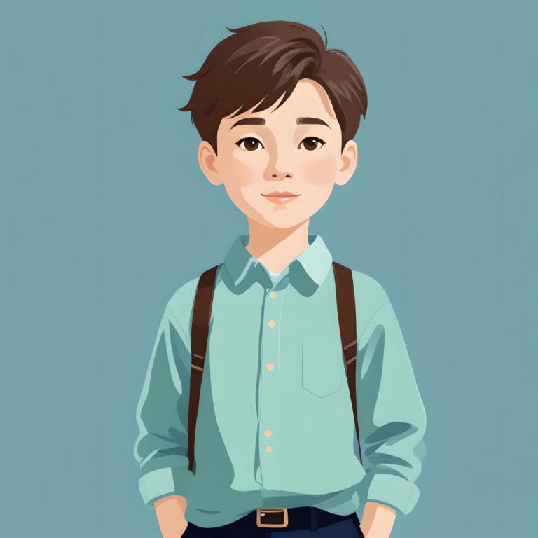 Illustration,Illustration, People, boy, solo, shirt, brown hair, 1boy, brown eyes, male focus, collared shirt