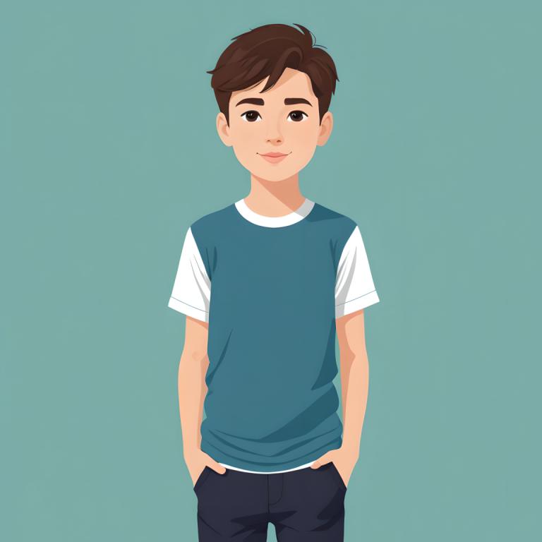 Illustration,Illustration, People, boy, 1boy, brown hair, solo, male focus, brown eyes, shirt