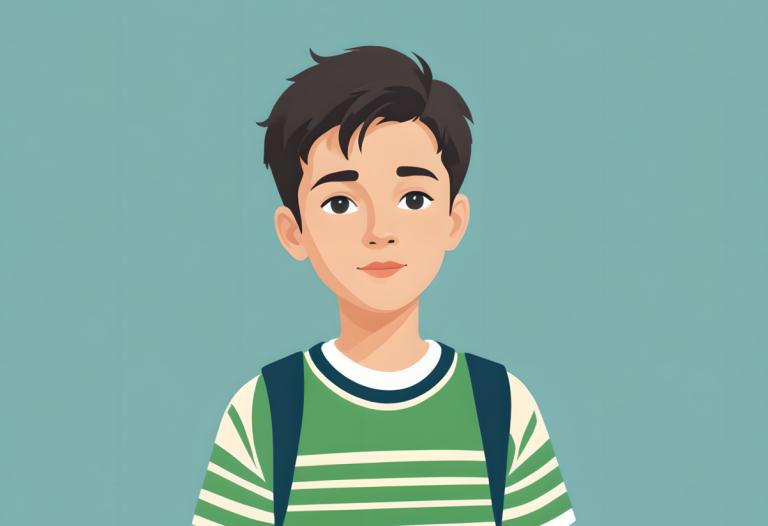 Illustration,Illustration, People, boy, shirt, solo, 1boy, male focus, striped shirt, simple background