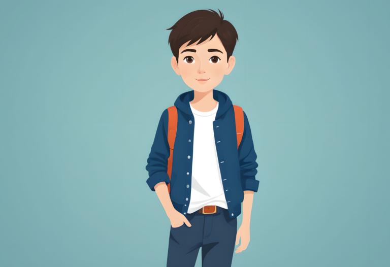 Illustration,Illustration, People, boy, 1boy, male focus, solo, brown eyes, hand in pocket, brown hair