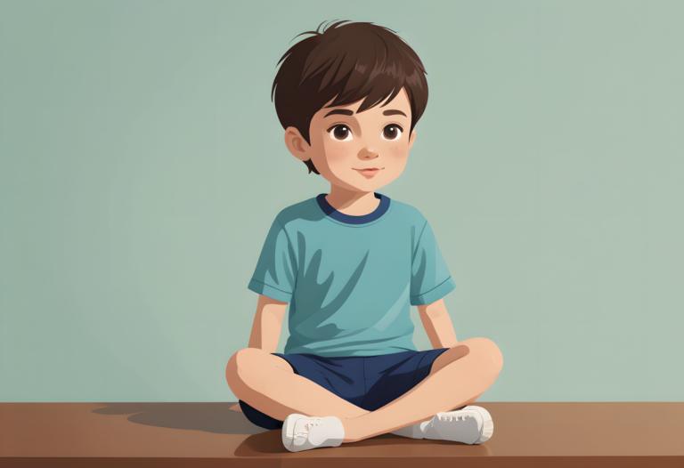 Illustration,Illustration, People, boy, solo, male focus, 1boy, shorts, brown hair, sitting, shirt