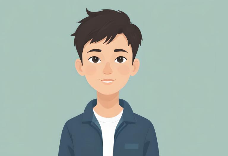 Illustration,Illustration, People, boy, 1boy, solo, male focus, simple background, black hair, smile, shirt