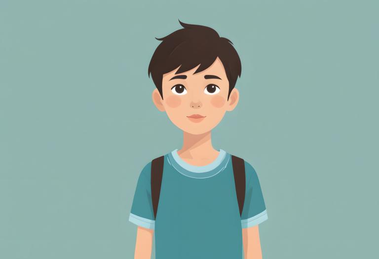 Illustration,Illustration, People, boy, solo, 1boy, shirt, male focus, simple background, blue shirt