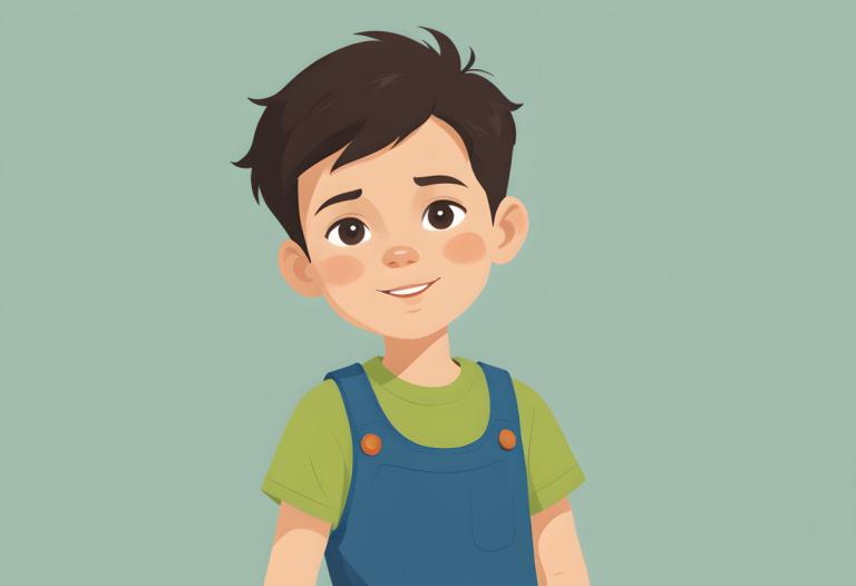 Illustration,Illustration, People, boy, 1boy, male focus, solo, shirt, smile, green background