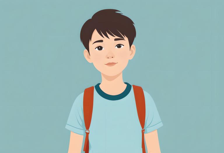 Illustration,Illustration, People, boy, solo, male focus, 1boy, backpack, shirt, simple background