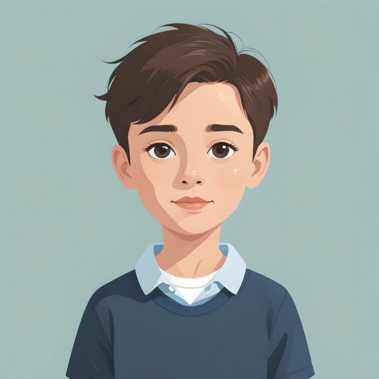 Illustration,Illustration, People, boy, solo, brown hair, 1girl, brown eyes, shirt, short hair