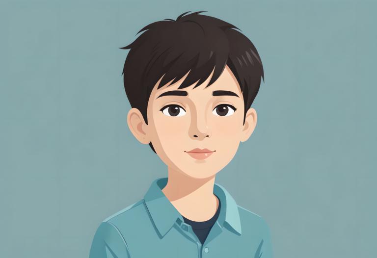 Illustration,Illustration, People, boy, solo, 1boy, male focus, shirt, looking at viewer, blue shirt