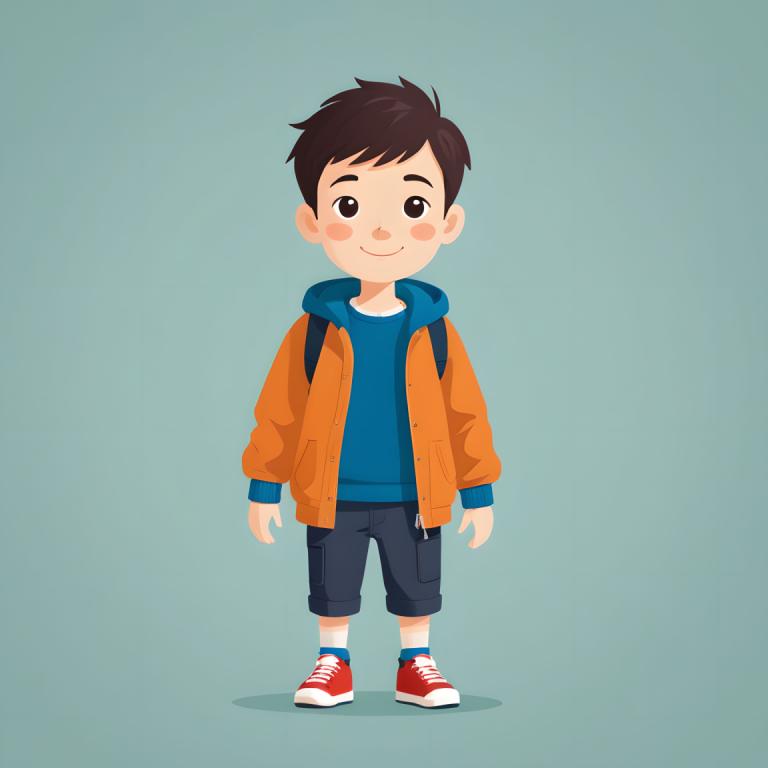 Illustration,Illustration, Personnes, garçon, 1garçon, foyer masculin, solo, cheveux bruns, sourire, shorts