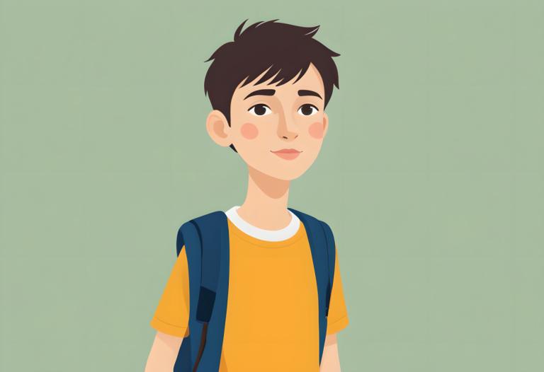 Illustration,Illustration, People, boy, solo, shirt, 1boy, male focus, simple background, green background